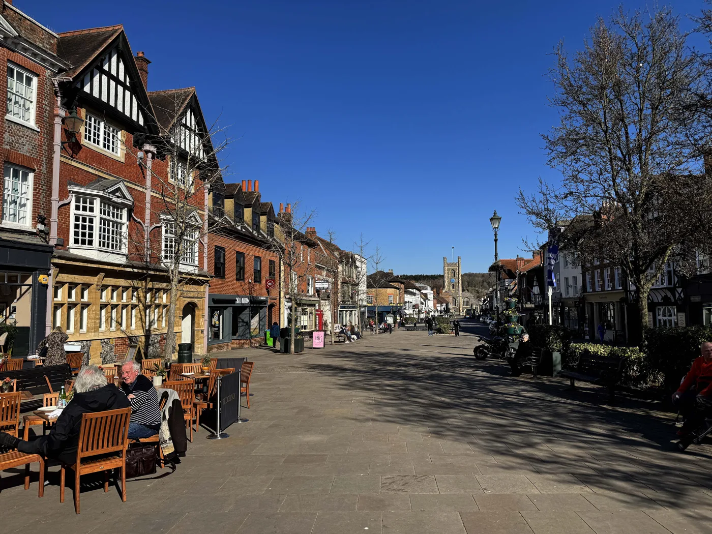 The Market Place, Henley-on-Thames, where the council's Christmas market huts stood around the town tree in 2024 and 2025